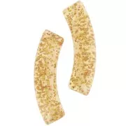 32x8 mm curved tube beads in transparent acrylic - Gold glitter x6