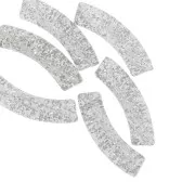 32x8 mm curved tube beads in transparent acrylic - Silver glitter x6