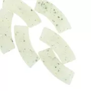Curved tube beads 35x11 mm in translucent acrylic - Light Green Glitter x6