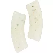 Curved tube beads 35x11 mm in translucent acrylic - Light Green Glitter x6