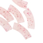 Curved tube beads 35x11 mm in translucent acrylic - Light Pink Glitter x6