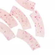 Curved tube beads 35x11 mm in translucent acrylic - Light Pink Glitter x6