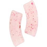 Curved tube beads 35x11 mm in translucent acrylic - Light Pink Glitter x6
