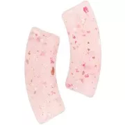 Curved tube beads 35x11 mm in translucent acrylic - Light Pink Glitter x6