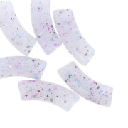 Curved tube beads 35x11 mm in translucent acrylic - Violet Glitter x6