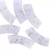 Curved tube beads 35x11 mm in translucent acrylic - Violet Glitter x6