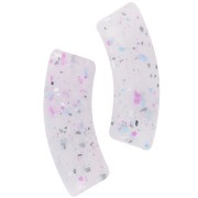 35x11mm Clear acrylic curved tube beads - Violet Glitter x6