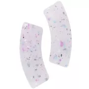 Curved tube beads 35x11 mm in translucent acrylic - Violet Glitter x6