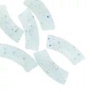 Curved tube beads 35x11 mm in translucent acrylic - Light Blue Glitter x6