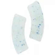 Curved tube beads 35x11 mm in translucent acrylic - Light Blue Glitter x6