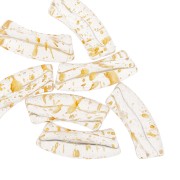 Curved tube beads 35x11 mm in clear acrylic - Gold speckled x6