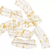 Curved tube beads 35x11 mm in clear acrylic - Gold speckled x6