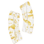 Curved tube beads 35x11 mm in clear acrylic - Gold speckled x6