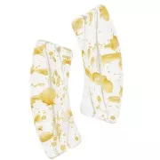 Curved tube beads 35x11 mm in clear acrylic - Gold speckled x6