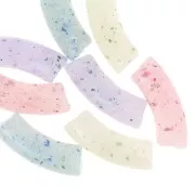 Curved tube beads 35x11 mm in translucent acrylic - Multicolored glitter x6