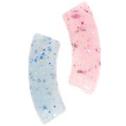 Curved tube beads 35x11 mm in translucent acrylic - Multicolored glitter x6
