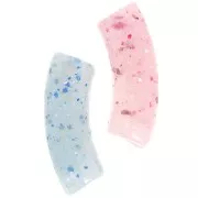 Curved tube beads 35x11 mm in translucent acrylic - Multicolored glitter x6