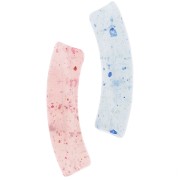 32x8mm Clear acrylic curved tube beads - Multicolored glitter x6