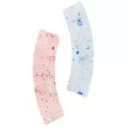 Clear acrylic 32x8 mm curved tube beads - Multicolored glitter x6