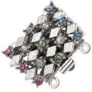 3-row rhinestone clasp PureCrystal 20mm Multicolor/White bronze x1
