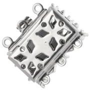 3-row rhinestone clasp PureCrystal 20mm Multicolor/White bronze x1