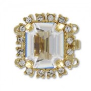 2 strands 17mm clasp with PureCrystal cabochon Crystal/Gold tone x1|raw }}