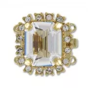 2 strands 17mm clasp with PureCrystal cabochon Crystal/Gold tone x1