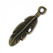 Feather charm 27mm Bronze tone x1
