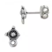 Earstuds shaped 9,5mm Old Silver tone x2