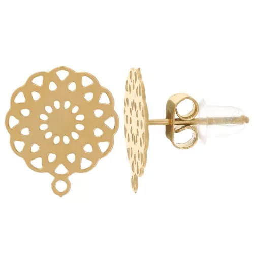 11mm 304L stainless steel earStuds closed loop - Gold x10