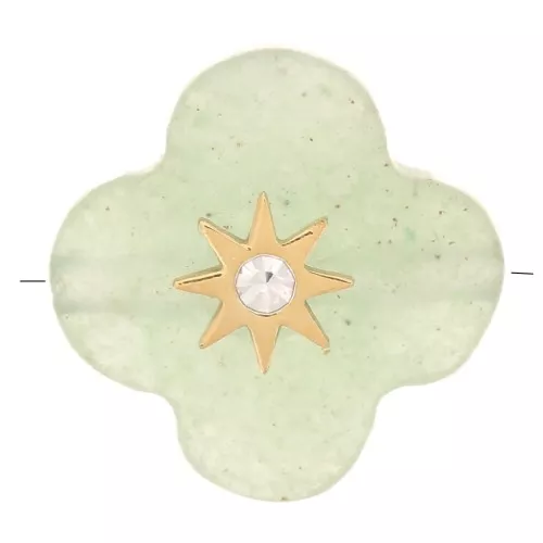 12mm Clover faceted gemstone tinted bead and zirconium oxide - Aventurine x1
