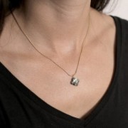 12mm Clover faceted gemstone tinted bead and zirconium oxide - Aventurine x1