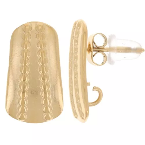 17x9mm 304L Stainless Steel Textured Design Stud Earrings - Gold x2