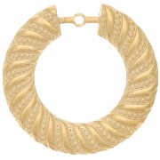 40mm 304L stainless steel Round hollow twisted textured pendants - Gold x2