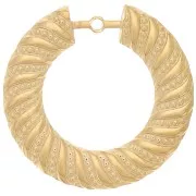 40mm 304L stainless steel Round hollow twisted textured pendants - Gold x2