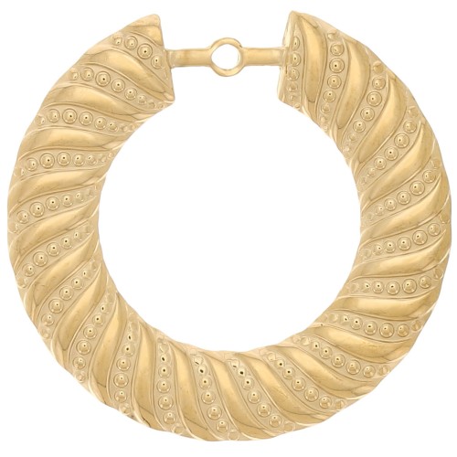 40mm 304L stainless steel Round hollow twisted textured pendants - Gold x2