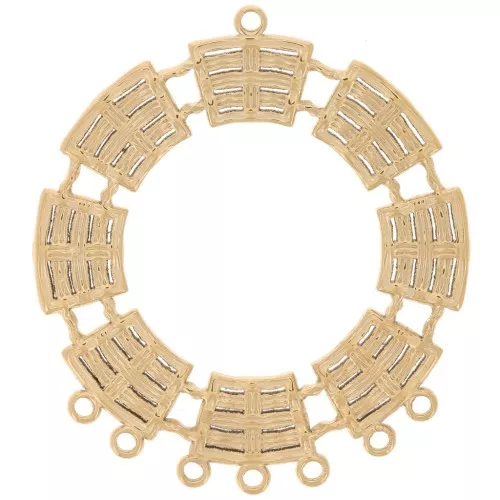31mm 304L stainless steel Round hollowed-out pendants - 7 closed rings - Gold x2