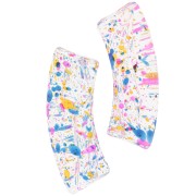 35x11mm Clear acrylic curved tube beads - Mottled Blue - Yellow x6