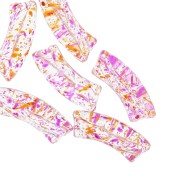 Clear acrylic 35x11 mm curved tube beads - Mottled magenta x6