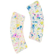 35x11mm Clear acrylic curved tube beads - Mottled Turquoise x6