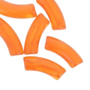 Curved tube beads 35x11 mm in transparent acrylic - Marbled Orange x6