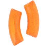35x11mm Curved tube beads in opaque acrylic - Orange Marble x6