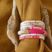 35x11mm Curved tube beads in opaque acrylic - Orange Marble x6