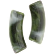 Curved tube beads 35x11 mm in transparent acrylic - Marbled Dark Green x6