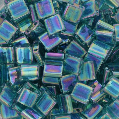 5x5x1.9mm Miyuki Tila Beads TL-2458 - Transparent Teal AB x10g