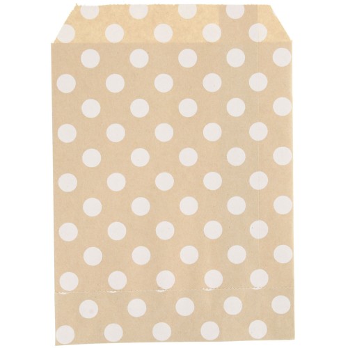 17x13cm Kraft paper pouches - stripes - Polka dot pattern - Brown - White x25