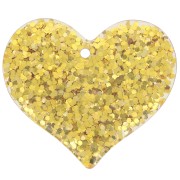 31x36mm Heart pendant in transparent resin - Gold glitter x1|raw }}