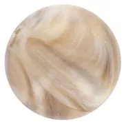 14 mm round beads in opaque resin - Beige - Marbled brown x6