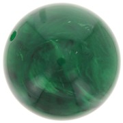 14 mm round beads in translucent resin - Dark green marbled x6