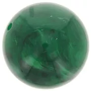 14 mm round beads in translucent resin - Dark green marbled x6